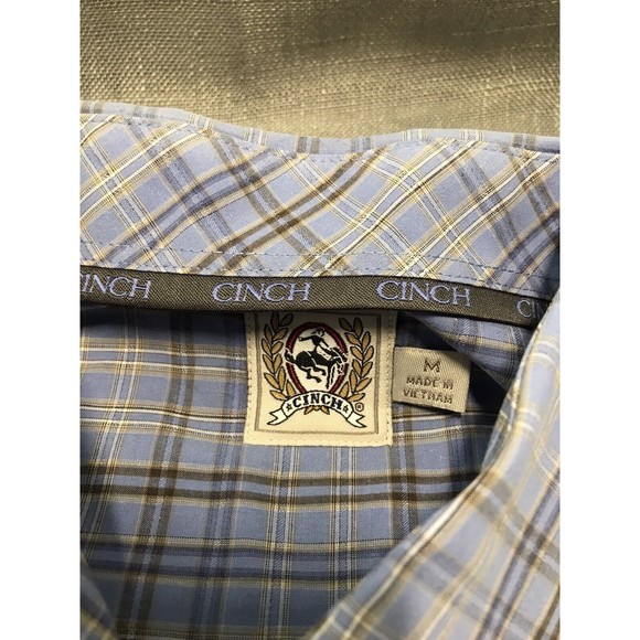 Cinch Mens Size Medium  Long Sleeve Button Down Plaid Shirt Green/blue - Picture 7 of 9